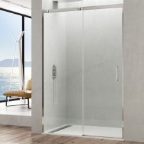 Mampara GME TEMPLE acero inox frontal con un fijo y una puerta corredera