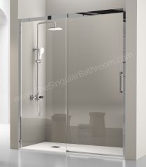 Mampara de ducha frontal de acero inoxidable KASSANDRA LUKA puerta corredera y fijo