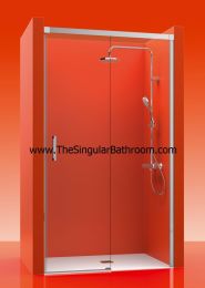 Mampara de ducha frontal con un fijo y una puerta corredera LUXURY 100