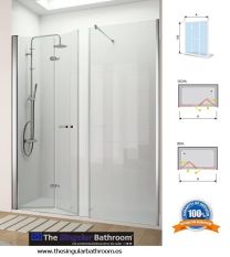 Mampara con puertas plegables y abatibles de vidrio