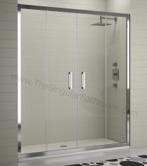Mampara ducha KASSANDRA SERIE 300 frontal 2 fijos + 2 puertas correderas