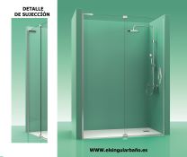 Mampara ducha acero inox sin perfiles puerta mas abatible