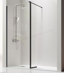 Mampara ducha fija con puerta pivotante KASSANDRA GIRO NEGRO