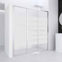 Mampara de ducha frontal PROFILTEK EDDY con 2 puertas correderas y 1 fijo