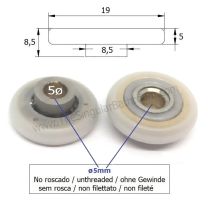 Rodamiento de 23mm para mampara de ducha Metalkris, Novellini