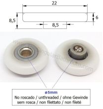 Rodamiento de 23mm para mampara de ducha Metalkris, Novellini