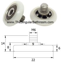 Rodamiento para mampara de ducha de 22 mm