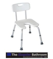 Silla de ducha especial con respaldo.