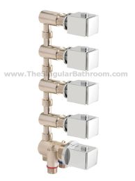 Termostático Wellnes con llave de paso 4 vías cuadrado