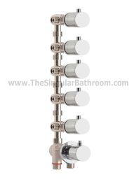 Termostático Wellnes con llave de paso 5 vías redondo