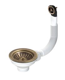 Válvula fregadero cocina rústico color bronce con rebosadero