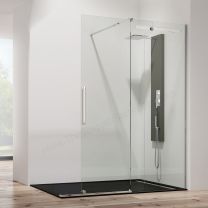Mampara acero inox GME VETRUM FREE fijo + puerta corredera