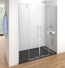 Mampara acero inox GME VETRUM SPAZIO frontal 2 fijos + 2 puertas correderas