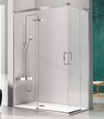 Mampara de ducha KASSANDRA GLASÉ angular en plata brillo